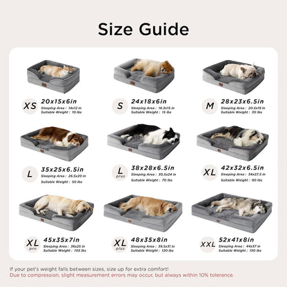 Bedsure Orthopedic Medium Dog Bed - 28" Grey, Removable Washable Cover, Waterproof, Cozy Bolster Sides, Nonslip Bottom - Ideal for Puppies, Cats, and Senior Dogs