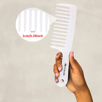 Large Wide Tooth Comb Detangling for Curly,Wet,Dry Hair,White | Smooth Teeth Hair Comb for Women,Men,Shower,Detangler Brush for Reduce Hair Loss and Dandruff & Headache-Minimal Breakages