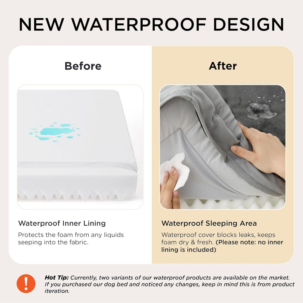 Bedsure Orthopedic Medium Dog Bed - 28" Grey, Removable Washable Cover, Waterproof, Cozy Bolster Sides, Nonslip Bottom - Ideal for Puppies, Cats, and Senior Dogs