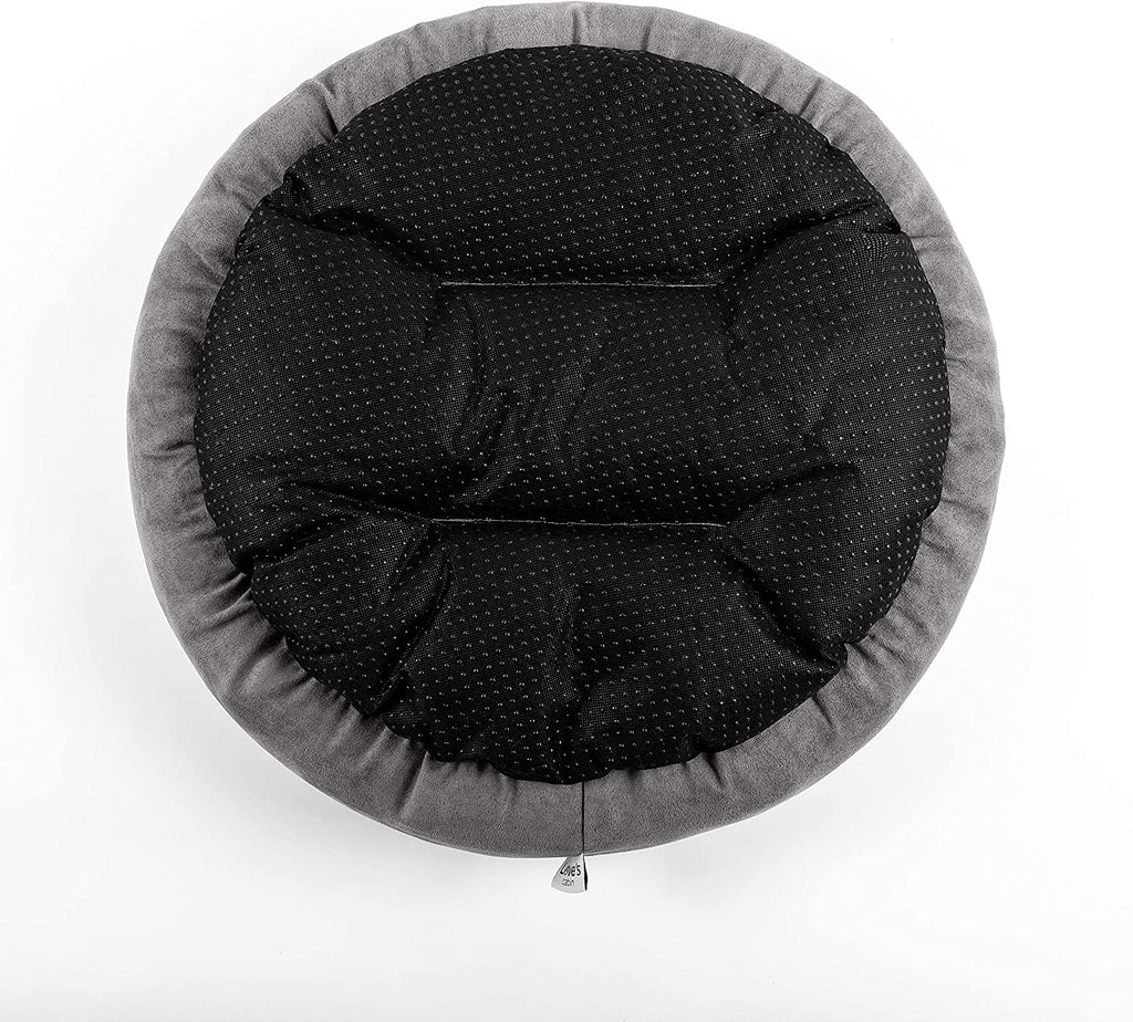 Cozy Round Donut Pet Bed for Cats & Small Dogs - 20" Anti-Slip, Water-Resistant, Super Soft & Washable Luxury Cushion in Gray