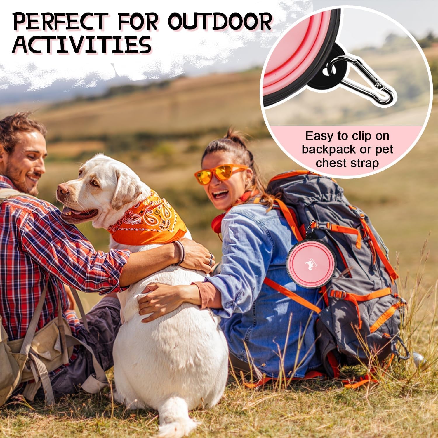 Collapsible Dog Bowls, 2 Pack Sturdy Portable Dog Water Bowls | Wear-Resistant TPE, Anti-Dust Foldable Travel Dog & Cat Bowls for Camping Walking Hiking with Carabiners
