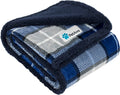 Dog Blanket for Medium Small Pet Cat Puppie, 60X40, Plaid Navy Blue | 460 GSM, Soft Sherpa Fleece Throw, Reversible Plush Couch Cover Protector Crate Carrier Sofa Bed Car Seat, Machine Washable