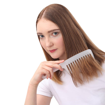 Large Wide Tooth Comb Detangling for Curly,Wet,Dry Hair,White | Smooth Teeth Hair Comb for Women,Men,Shower,Detangler Brush for Reduce Hair Loss and Dandruff & Headache-Minimal Breakages