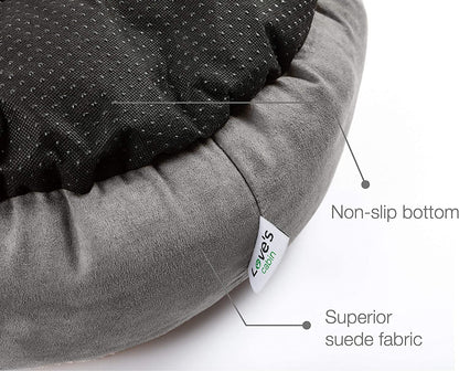 Cozy Round Donut Pet Bed for Cats & Small Dogs - 20" Anti-Slip, Water-Resistant, Super Soft & Washable Luxury Cushion in Gray