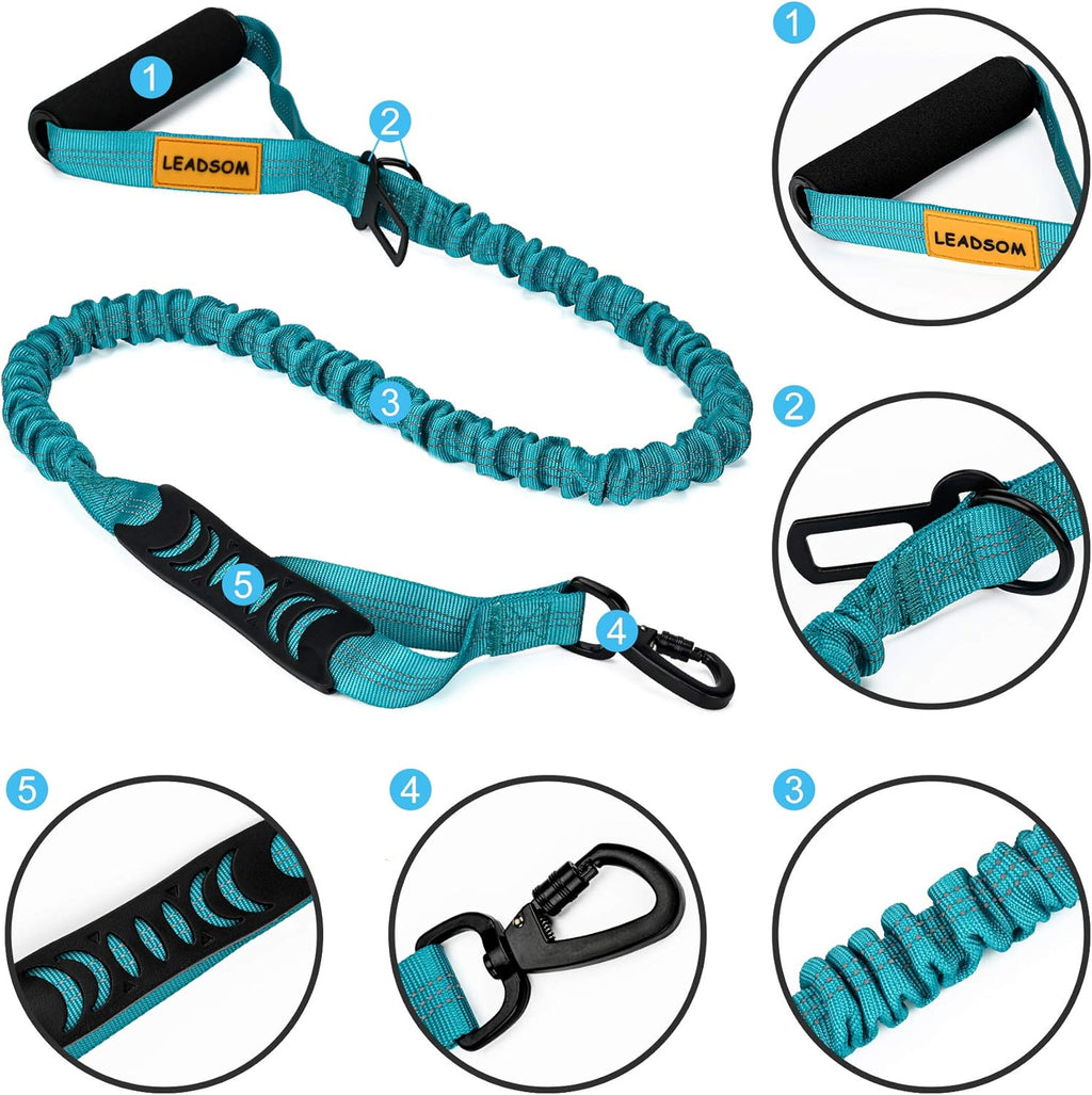 6FT Heavy Duty Reflective Bungee Dog Leash with Padded Handles - Shock Absorbing & Ideal for Training Medium to Large Dogs