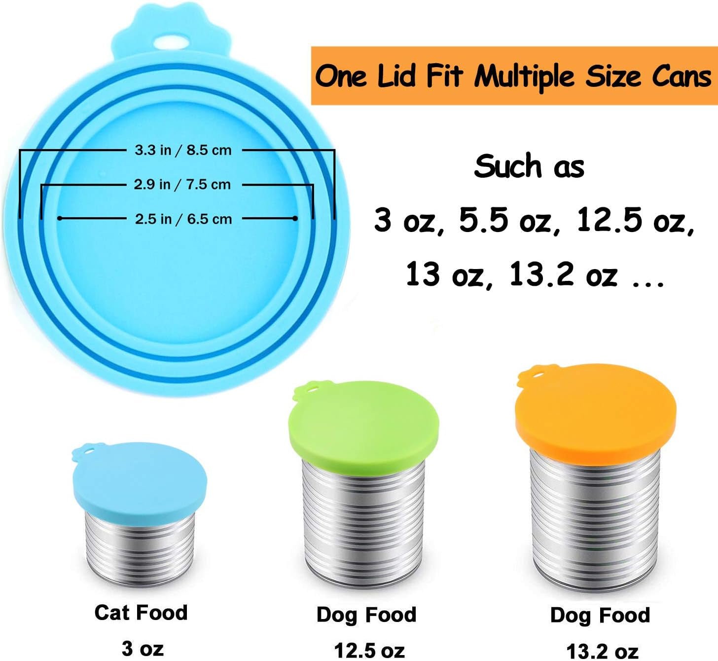 Universal Silicone Pet Food Can Covers - Multi-Colored Lids for Dog & Cat Food (Fits 3 Standard Can Sizes)