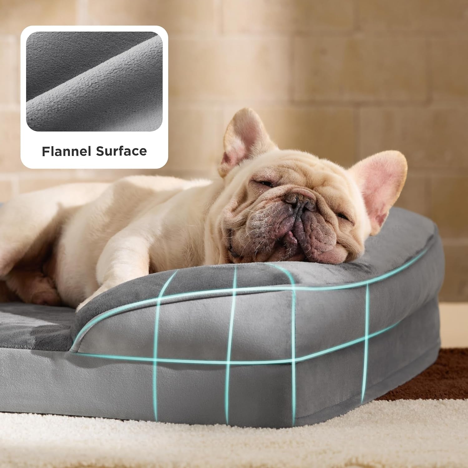 Bedsure Orthopedic Medium Dog Bed - 28" Grey, Removable Washable Cover, Waterproof, Cozy Bolster Sides, Nonslip Bottom - Ideal for Puppies, Cats, and Senior Dogs