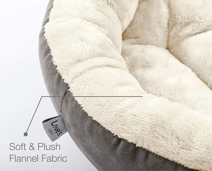 Cozy Round Donut Pet Bed for Cats & Small Dogs - 20" Anti-Slip, Water-Resistant, Super Soft & Washable Luxury Cushion in Gray