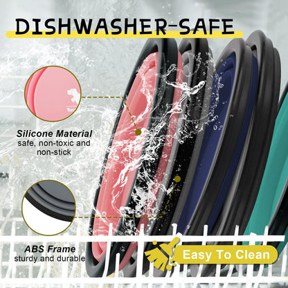 Collapsible Dog Bowls, 2 Pack Sturdy Portable Dog Water Bowls | Wear-Resistant TPE, Anti-Dust Foldable Travel Dog & Cat Bowls for Camping Walking Hiking with Carabiners