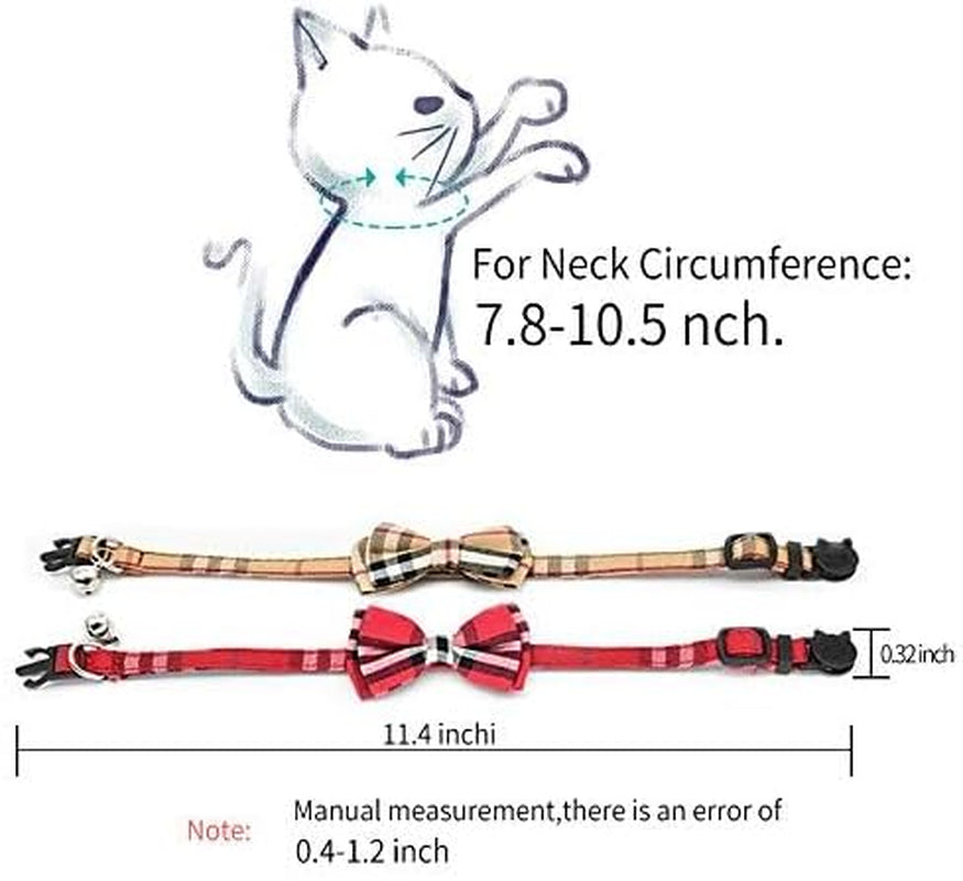 Adorable 2-Pack Breakaway Cat Collars with Bow Ties and Bells - Adjustable for Kittens and Small Puppies (Black & Red)