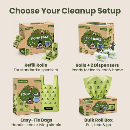 Pogi's Extra Thick Leak-Proof Dog Poop Bags - Unscented, 30 Rolls, 450 Count for Ultimate Clean-Up!